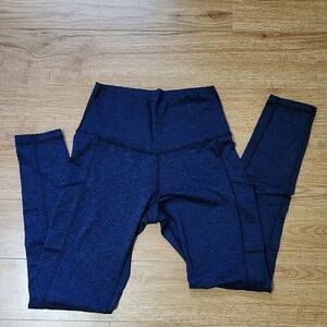 Sleek Blue High-Waist Leggings With Side Pockets